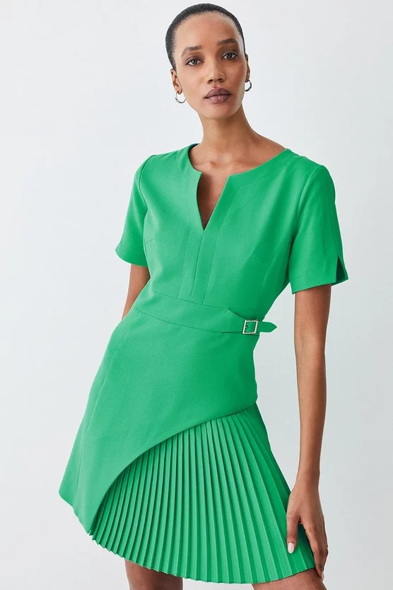 Best Pirce π― Karen Millen Tailored Military Pleat Short Sleeve Mini π Dress β€οΈ - Image 11