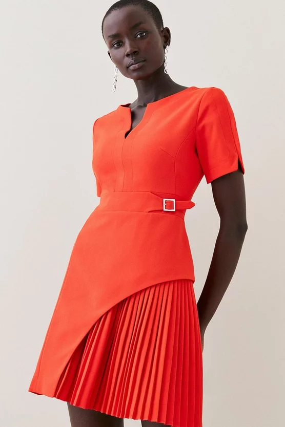 Best Pirce π― Karen Millen Tailored Military Pleat Short Sleeve Mini π Dress β€οΈ - Image 7