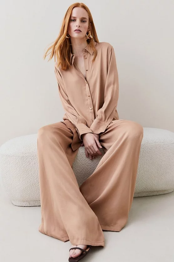 Deals β Karen Millen Viscose Satin Wide Leg Woven Trousers π― - Image 5