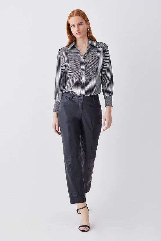Best deal β¨ Karen Millen Leather Slim Leg 5 Pocket Detail Trouser π₯ - Image 8