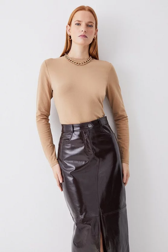 Best Sale β€οΈ Karen Millen Long Sleeve Cotton Crew Neck T-shirt π - Image 6