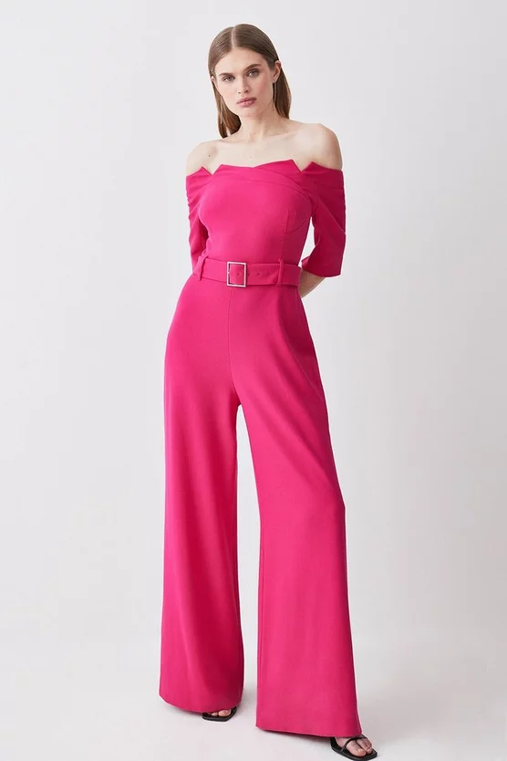 Coupon π Karen Millen Structured Crepe Off Shoulder Wide Leg Jumpsuit β - Image 6