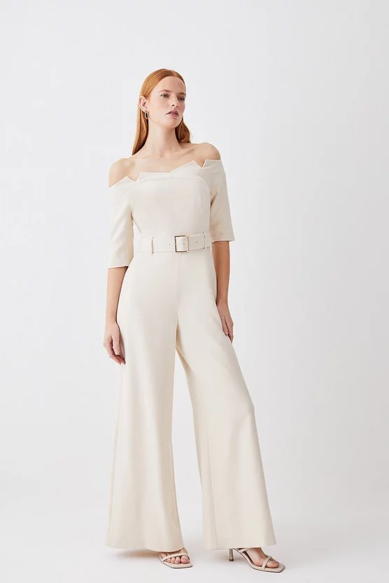 Coupon π Karen Millen Structured Crepe Off Shoulder Wide Leg Jumpsuit β - Image 7
