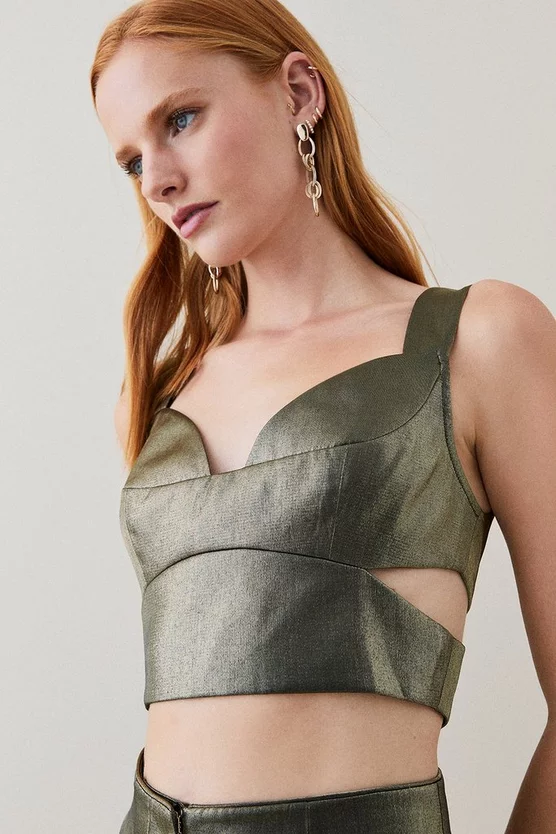 Top 10 ๐ฅ Karen Millen Metallic Corset Crop Top ๐ - Image 6