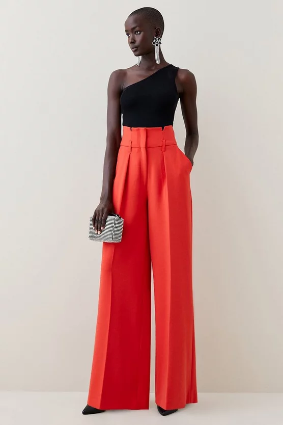 Promo βοΈ Karen Millen Compact Stretch High Waist Wide Leg Trouser π - Image 7