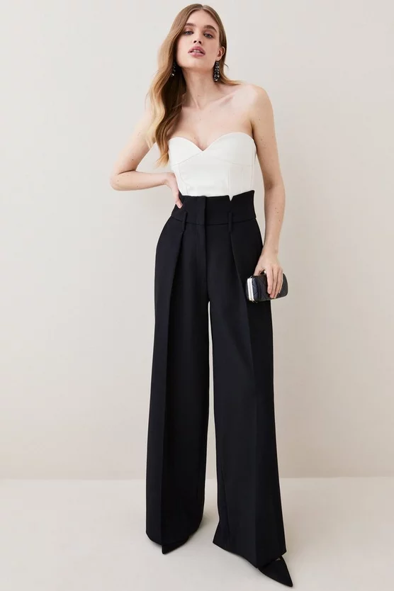 Promo βοΈ Karen Millen Compact Stretch High Waist Wide Leg Trouser π - Image 8