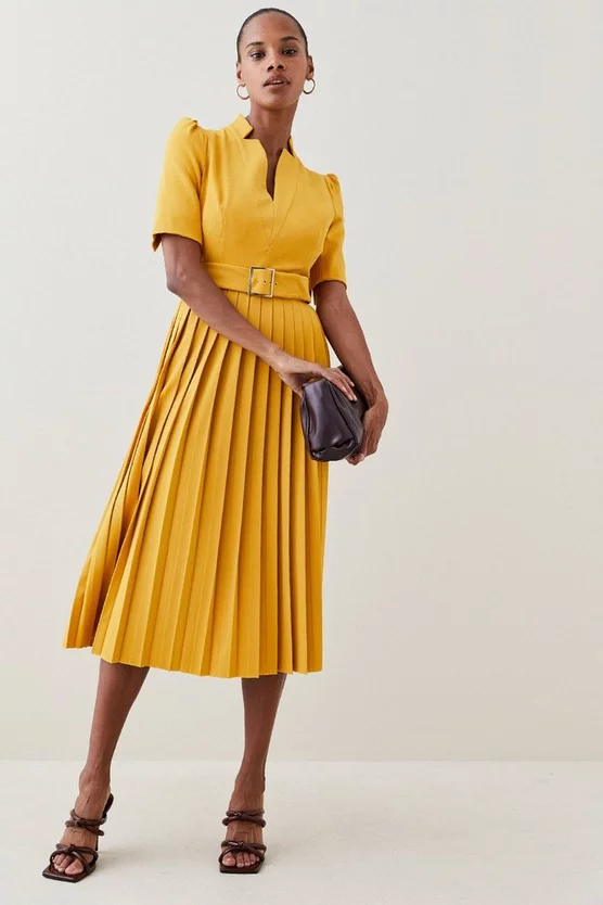 Coupon ๐ Karen Millen Structured Crepe Forever Pleat Belted Midi ๐ Dress ๐ - Image 8