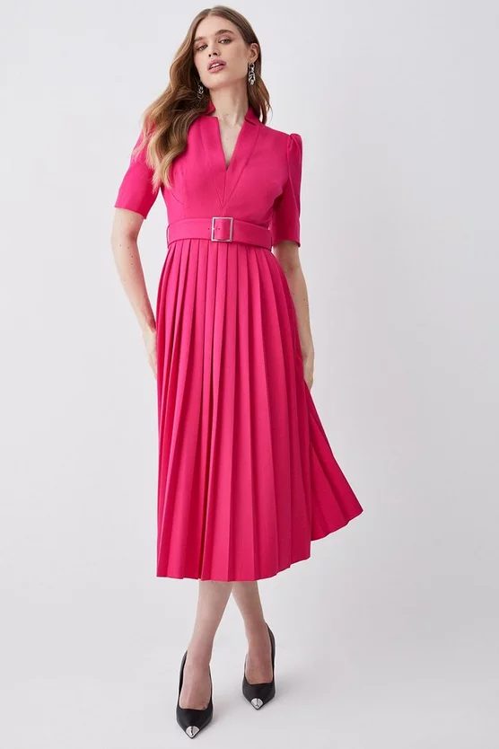 Coupon ๐ Karen Millen Structured Crepe Forever Pleat Belted Midi ๐ Dress ๐ - Image 11