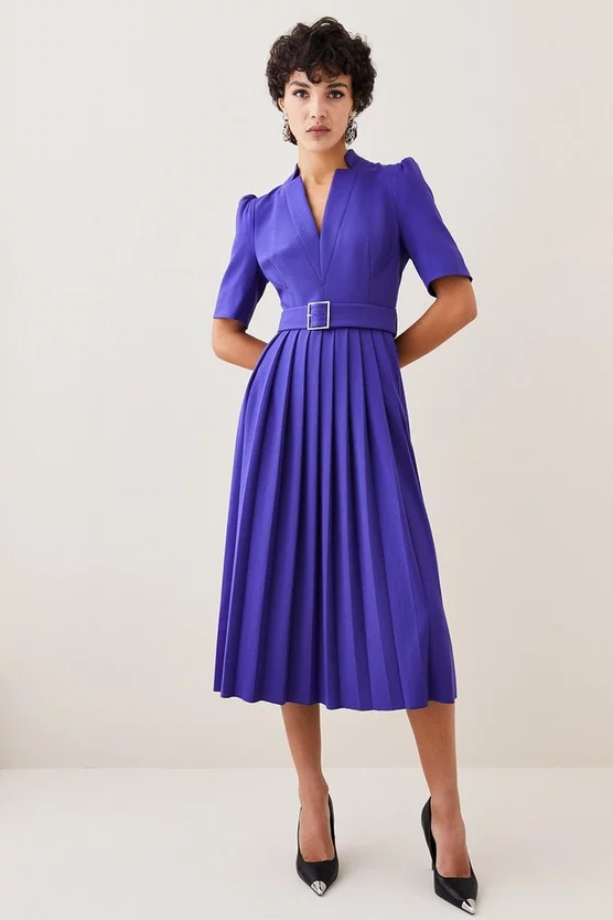 Coupon ๐ Karen Millen Structured Crepe Forever Pleat Belted Midi ๐ Dress ๐ - Image 12