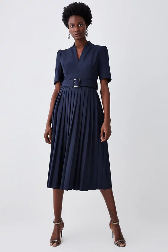 Coupon ๐ Karen Millen Structured Crepe Forever Pleat Belted Midi ๐ Dress ๐ - Image 13