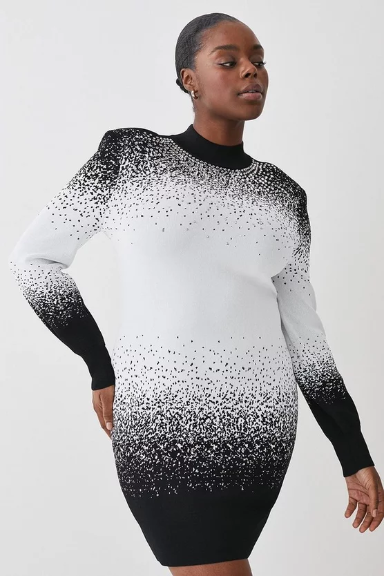 Discount β Karen Millen Plus Size Hotfix Sequin Knit Mini π Dress - mono π - Image 6