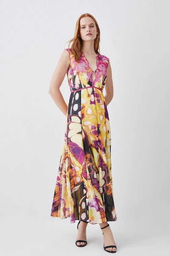Cheapest π Karen Millen Floral Applique Kimono Woven Maxi π Dress - multi 𧨠- Image 7
