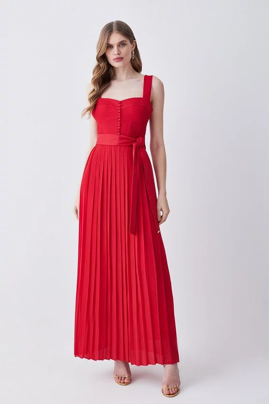 Coupon π― Karen Millen Top Stitch Satin Woven Midi π Dress - red β¨ - Image 6